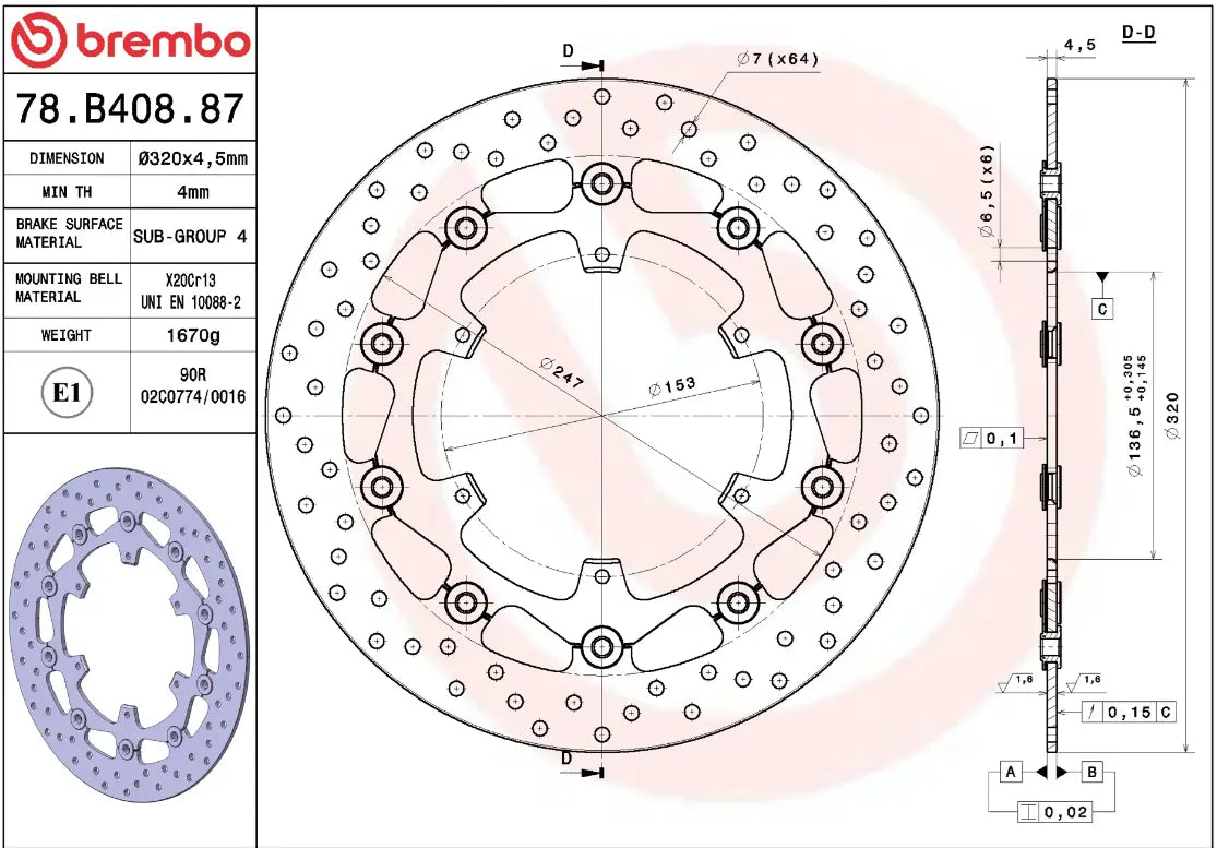 Brembo Serie Oro Brake Rotor Floating Prime Line - Front
