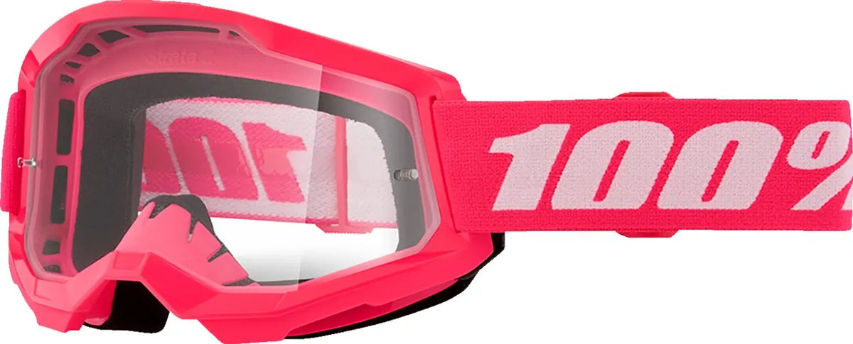 100% Strata 2 Youth Goggle Pink Clear Lens