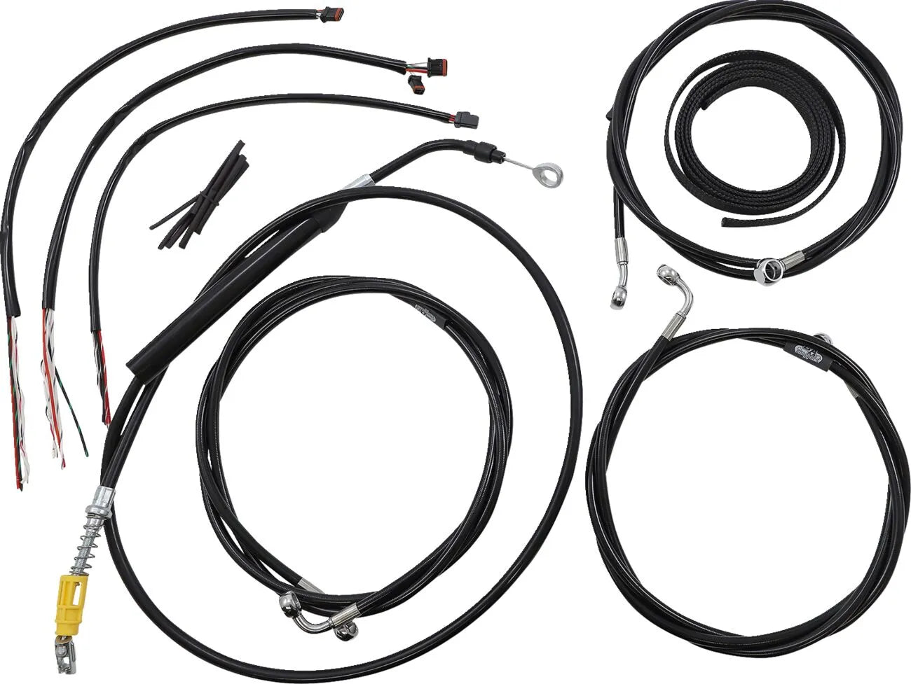 La Choppers Complete Black Braided Handlebar Cable Kit