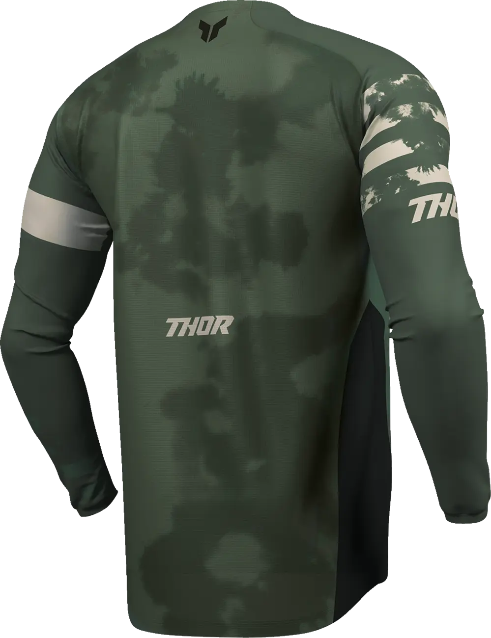 Thor Launchmode Bleach Motocross Jersey - Black/Camo Green/Off-White