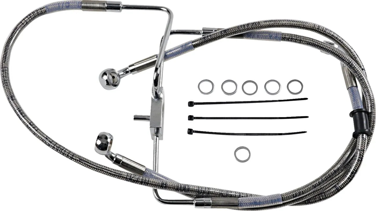 Drag Specialties Forlænget Bremse Slange 39" Rustfrit Stål Front