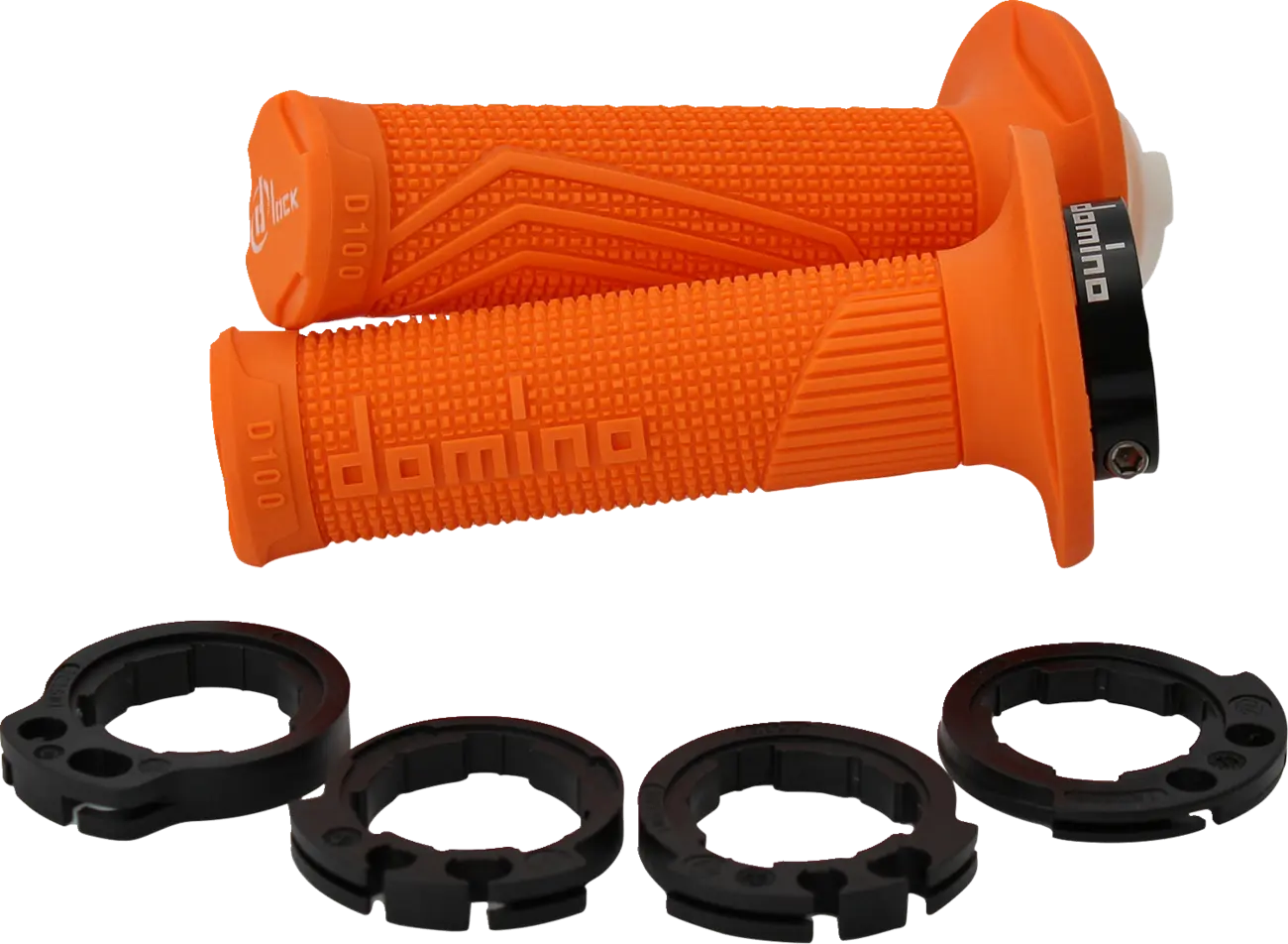Domino D100 D-lock Grips - Orange Motorcycle Grips