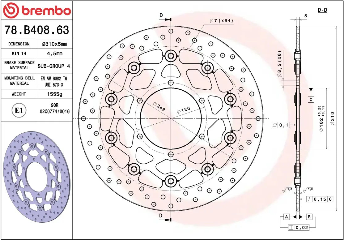 Brembo Serie Oro Prime Line Floating Brake Rotor - Front