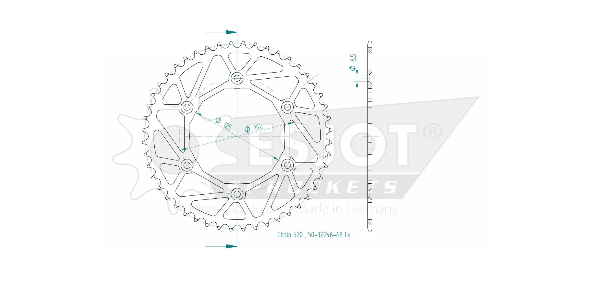 Esjot 520 Sprocket - Rear - Steel, 48t