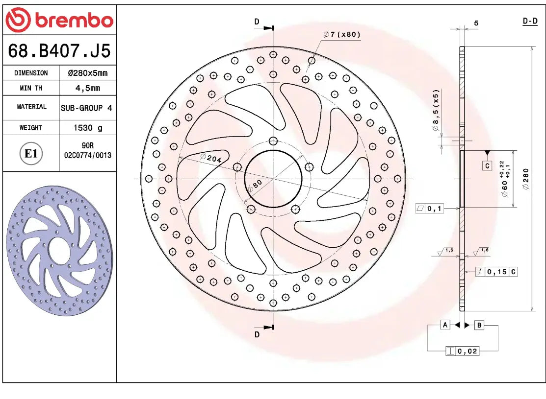 Brembo Serie Oro Fixed Brake Rotor Prime Line - Front