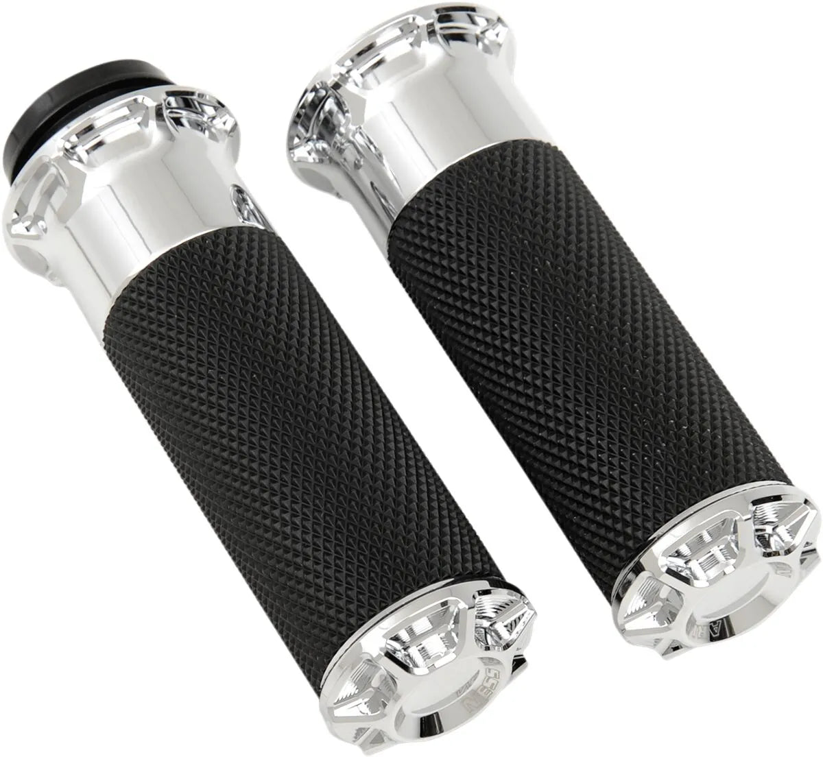 Arlen Ness Beveled Grips - Black/chrome, 1"