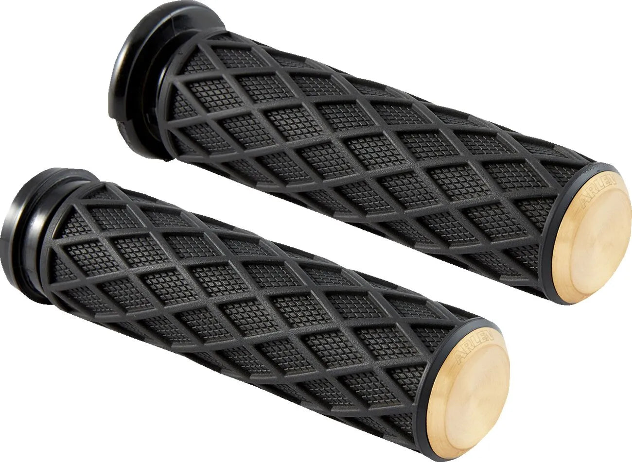 Arlen Ness Diamond Grips - Black/brass