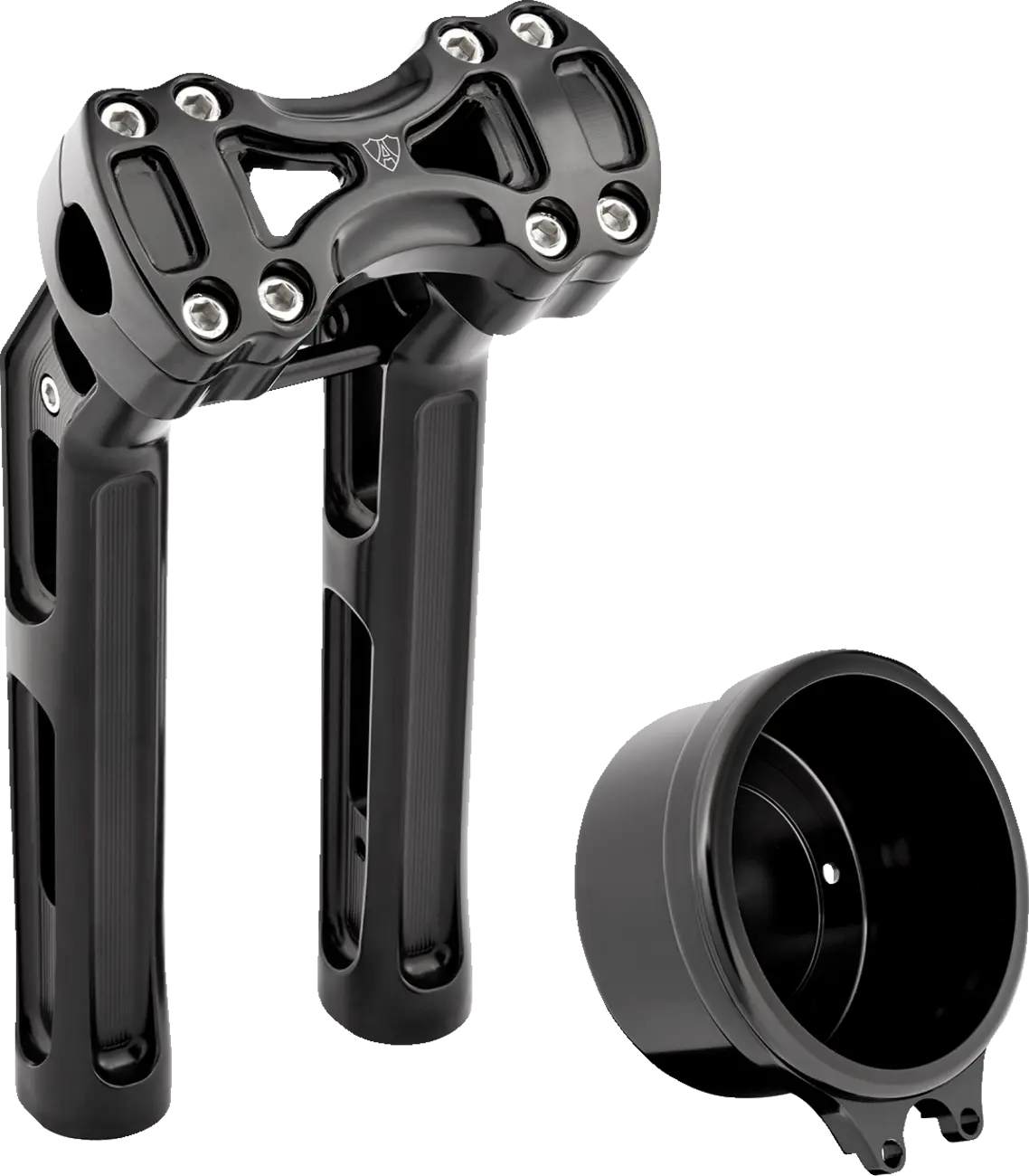 Arlen Ness Method Wayback Risers 10" Black with 4" Round Gauge