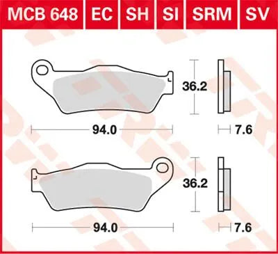 Trw Sh Series Sintered Rear Brake Pads - Front & Rear