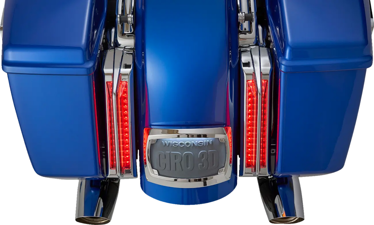 Ciro Filler Panel Tail Lights Red Lens Chrome for H-D Street