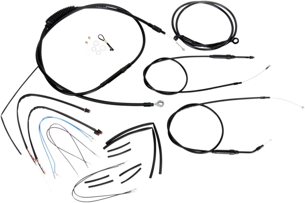 BURLY BRAND Black Vinyl Handlebar Cable Kit for Ape Hangers
