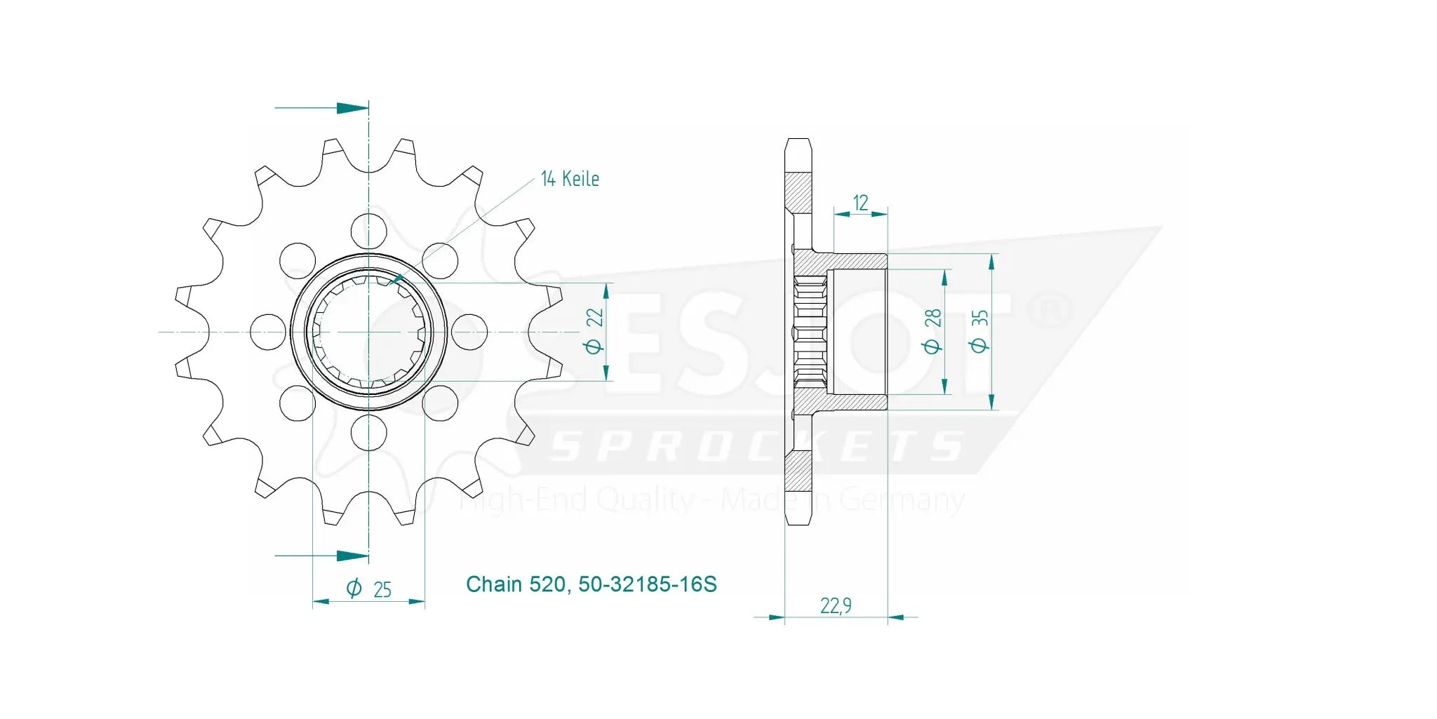 Esjot 520 Sport Sprocket Front - High Performance
