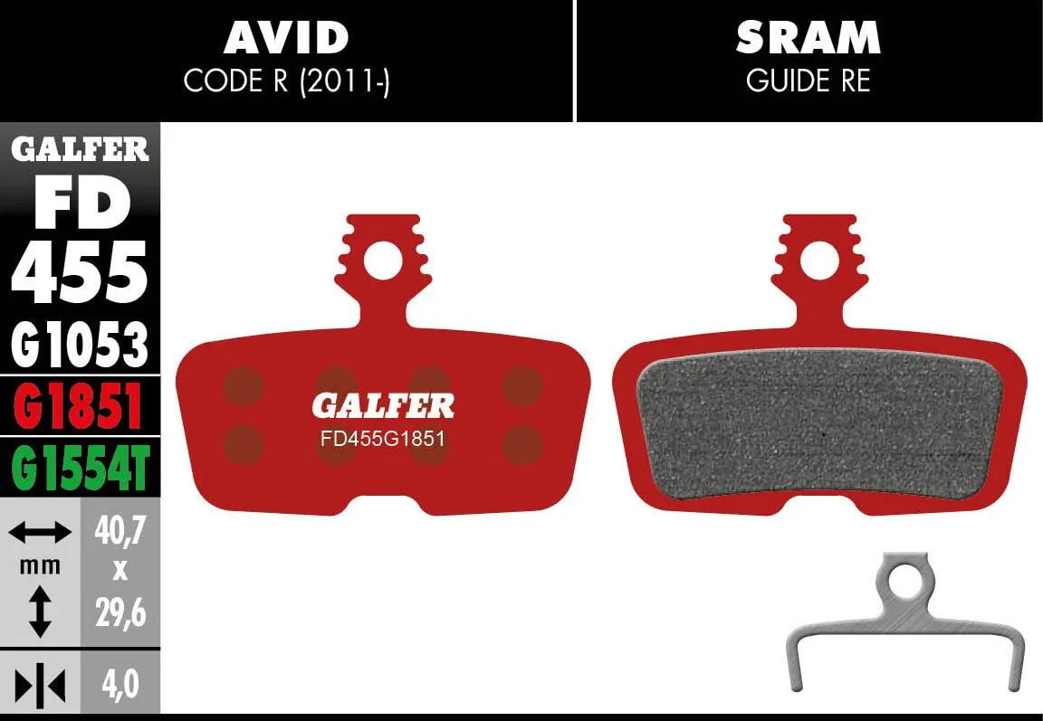 Galfer G1851 Semi-Metallic Brake Pads for Avid Code R / SRAM