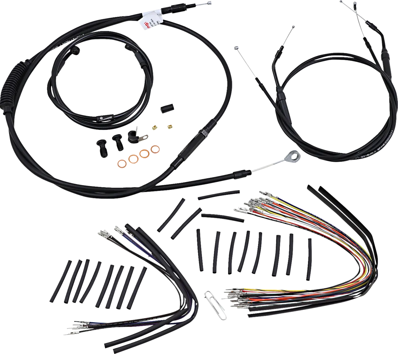 BURLY BRAND Black Vinyl Handlebar Cable/Line Kit for Ape Hangers