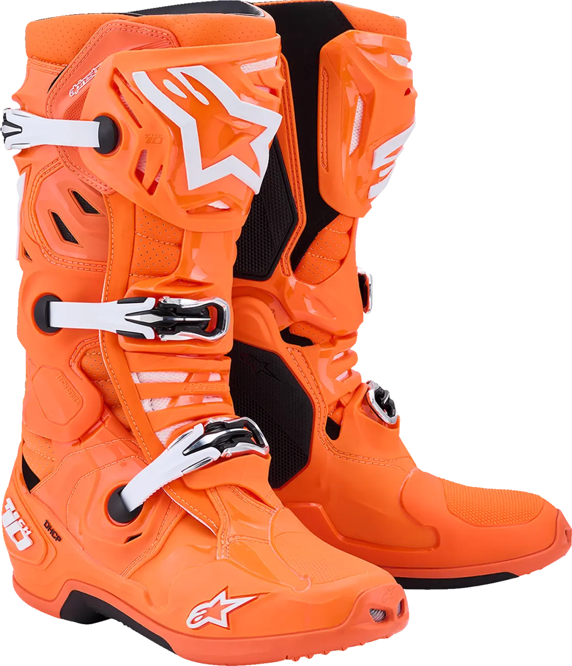 Alpinestars Tech 10 Supervented Boots Orange Fluo Black White