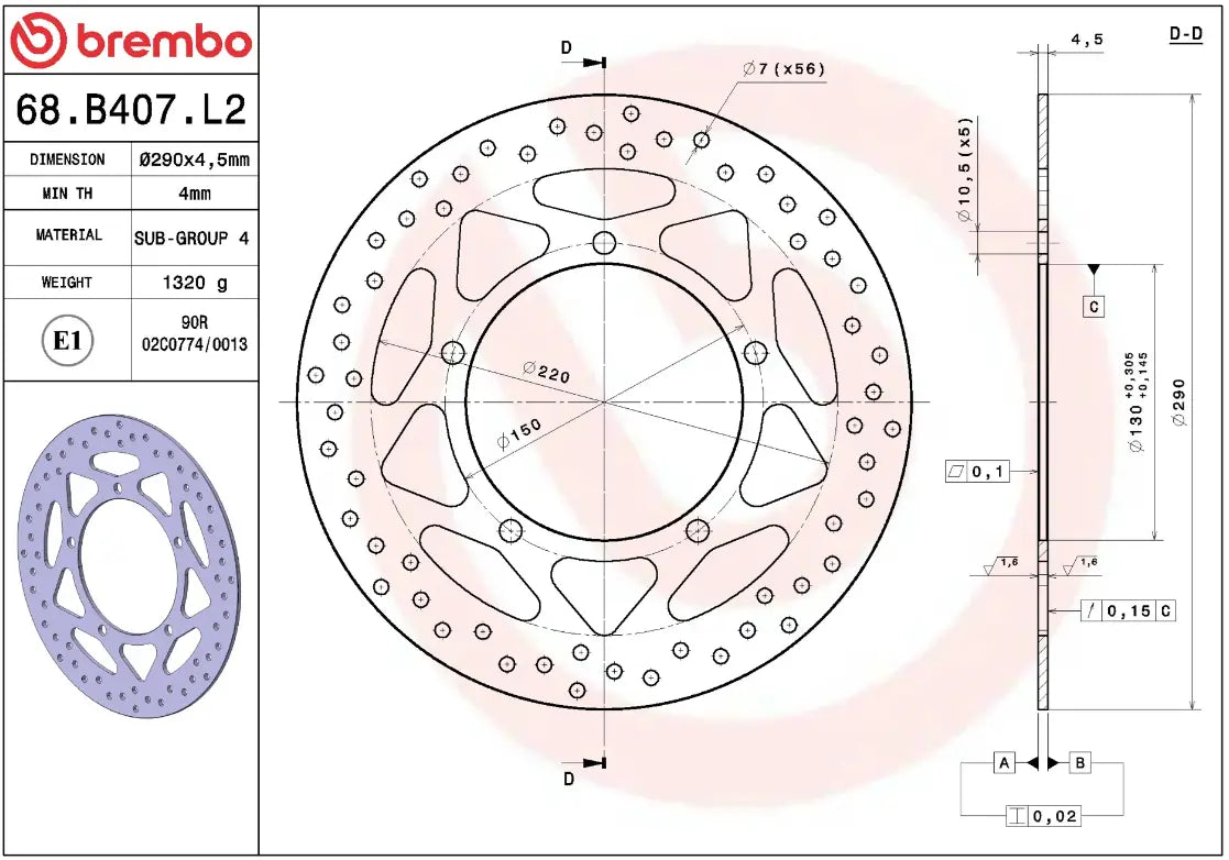 Brembo Serie Oro Fixed Brake Rotor Prime Line - Front