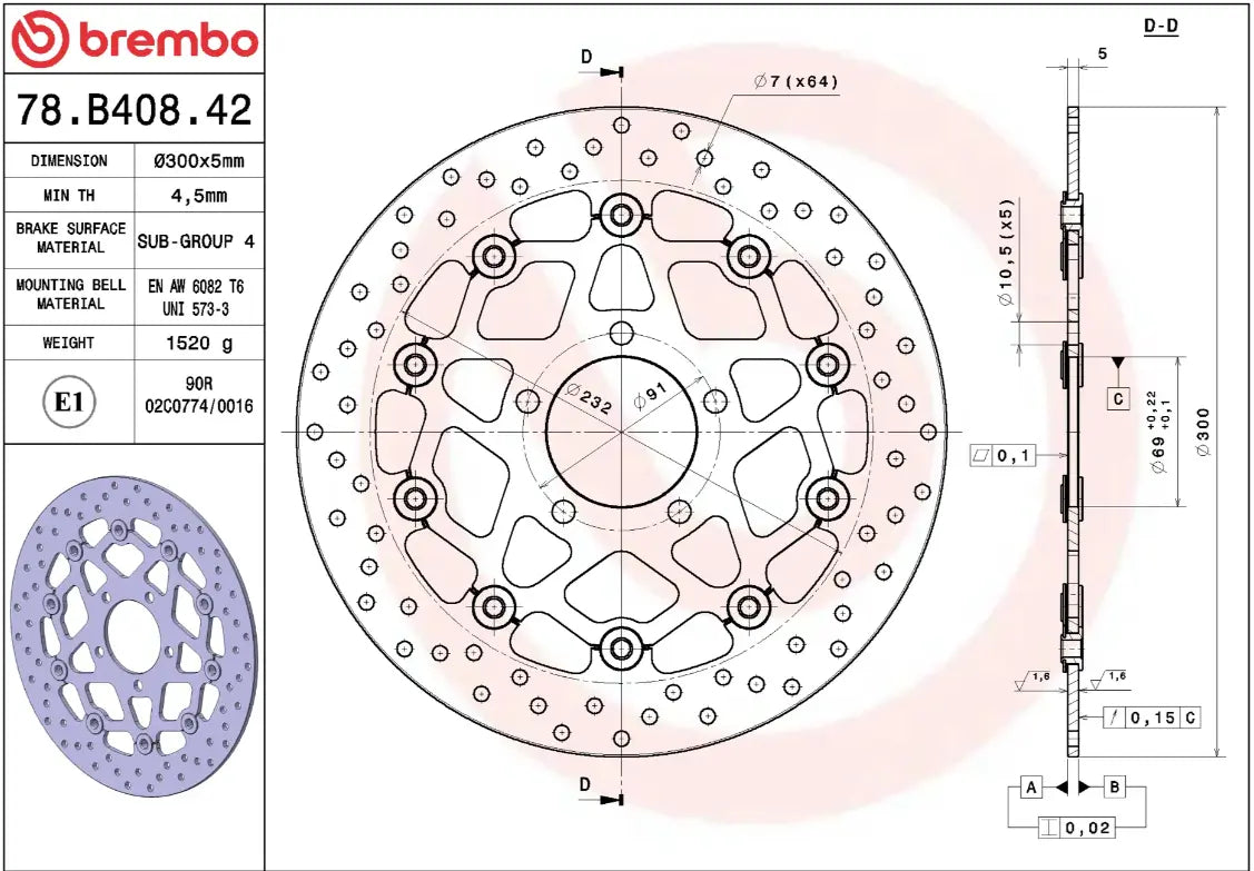 Brembo Serie Oro Floating Front Rear Brake Rotor