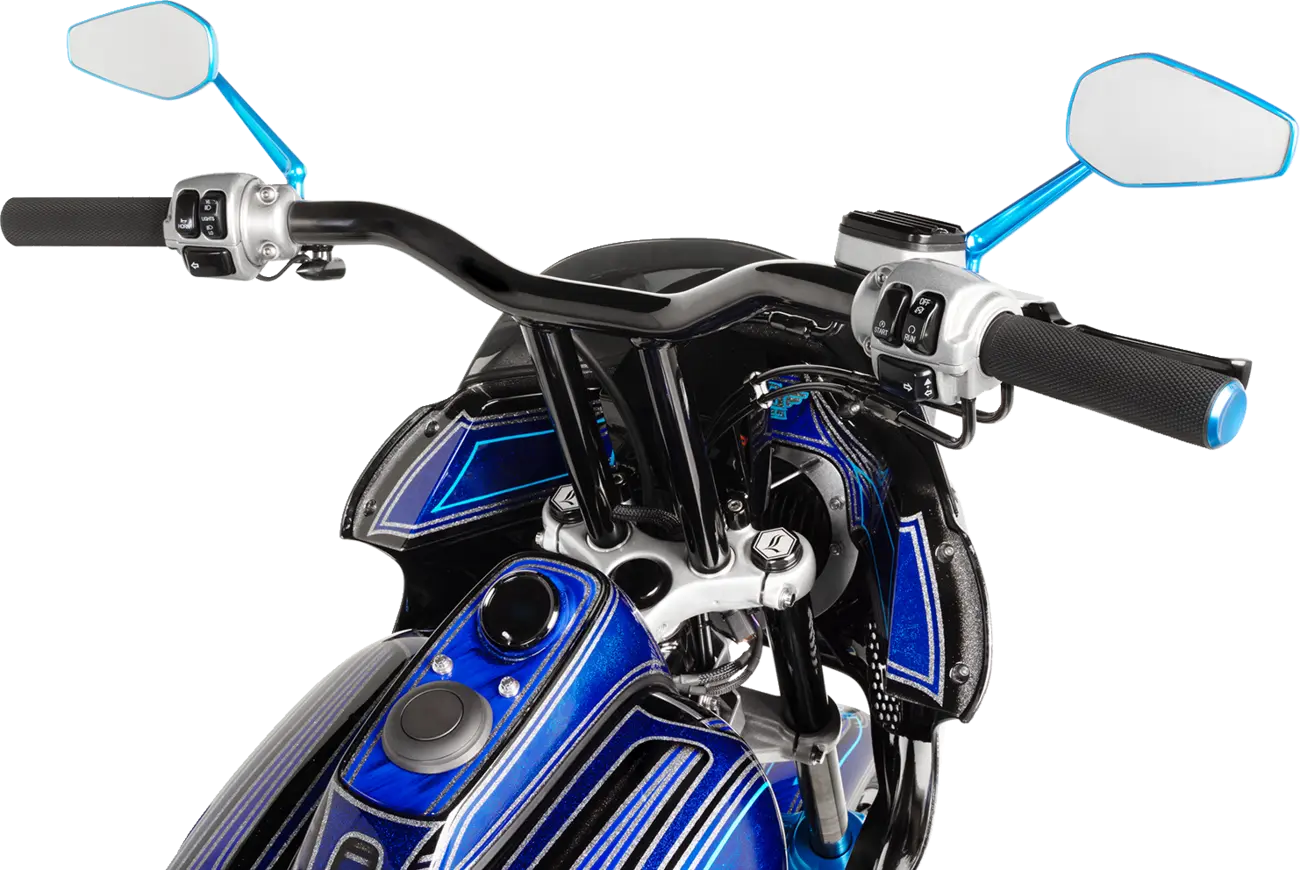 Arlen Ness Knurled Grips - Black/blue - 1"