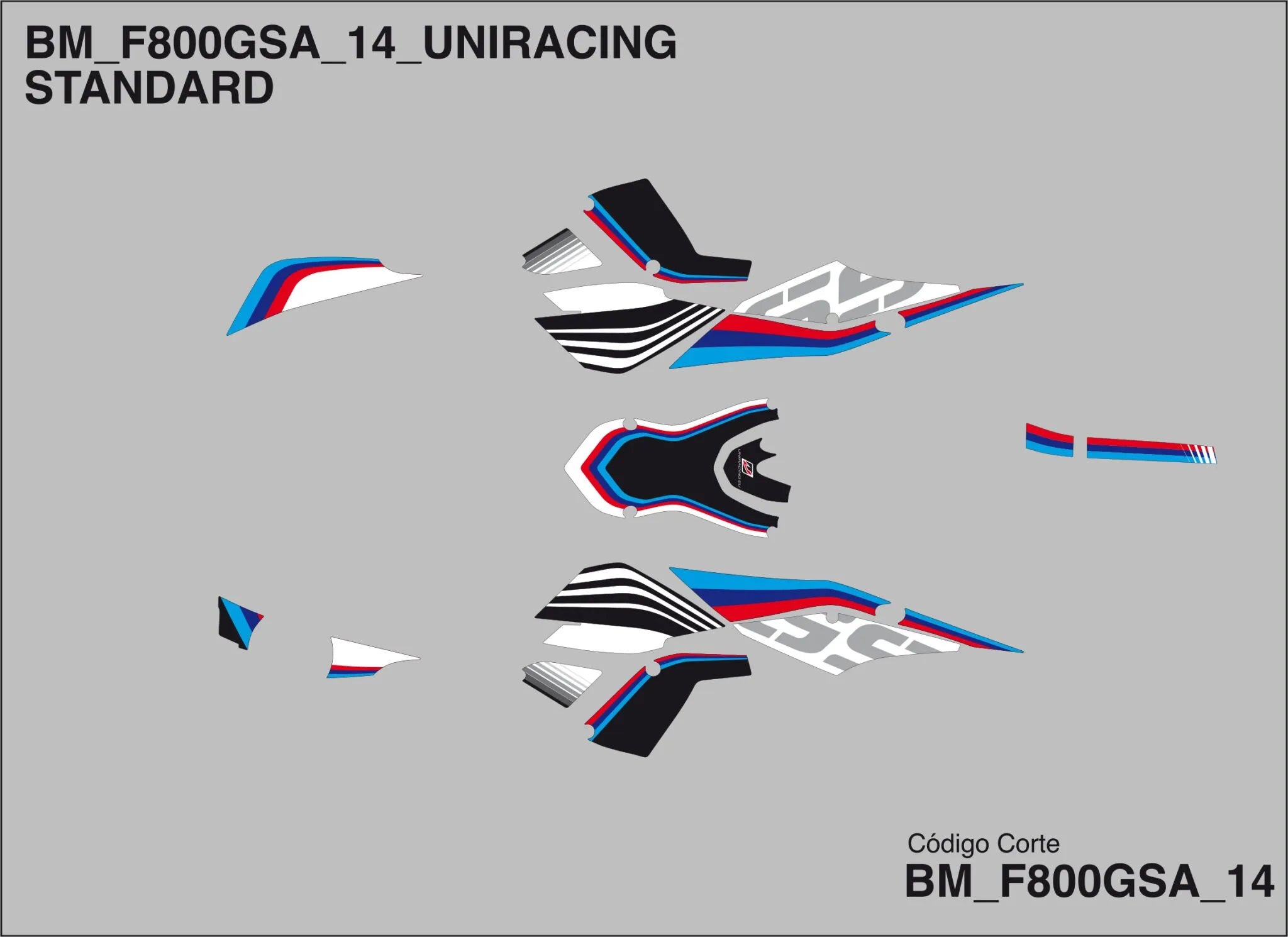 Uniracing Decal Kit For Bmw - Matte Black/blue/red