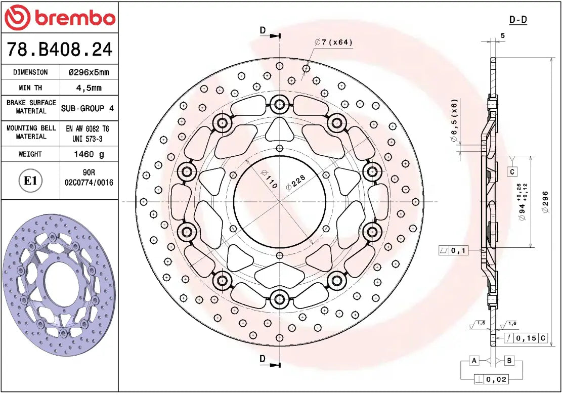 Brembo Serie Oro Floating Brake Rotor Prime Line