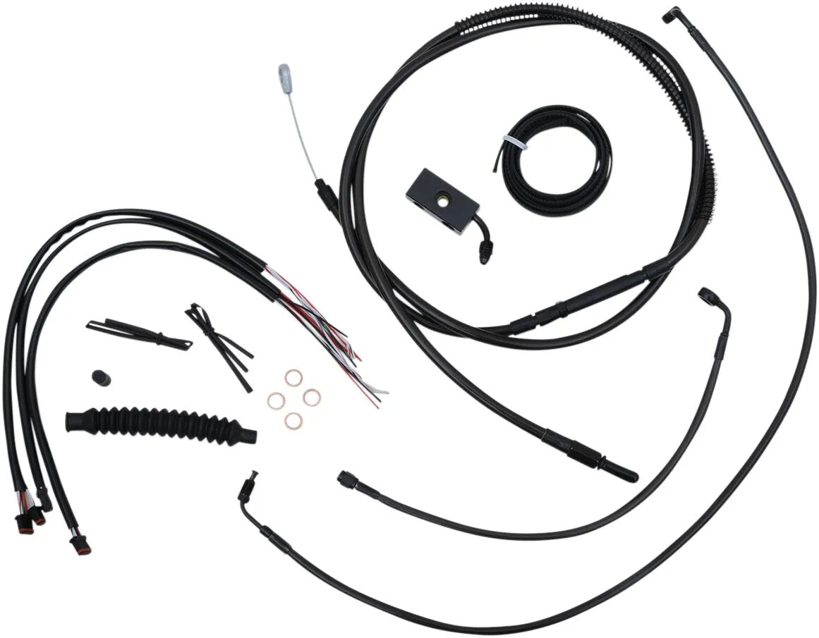 La Choppers Midnight Braided Cable/Brake Line Kit for 15-17" Bars