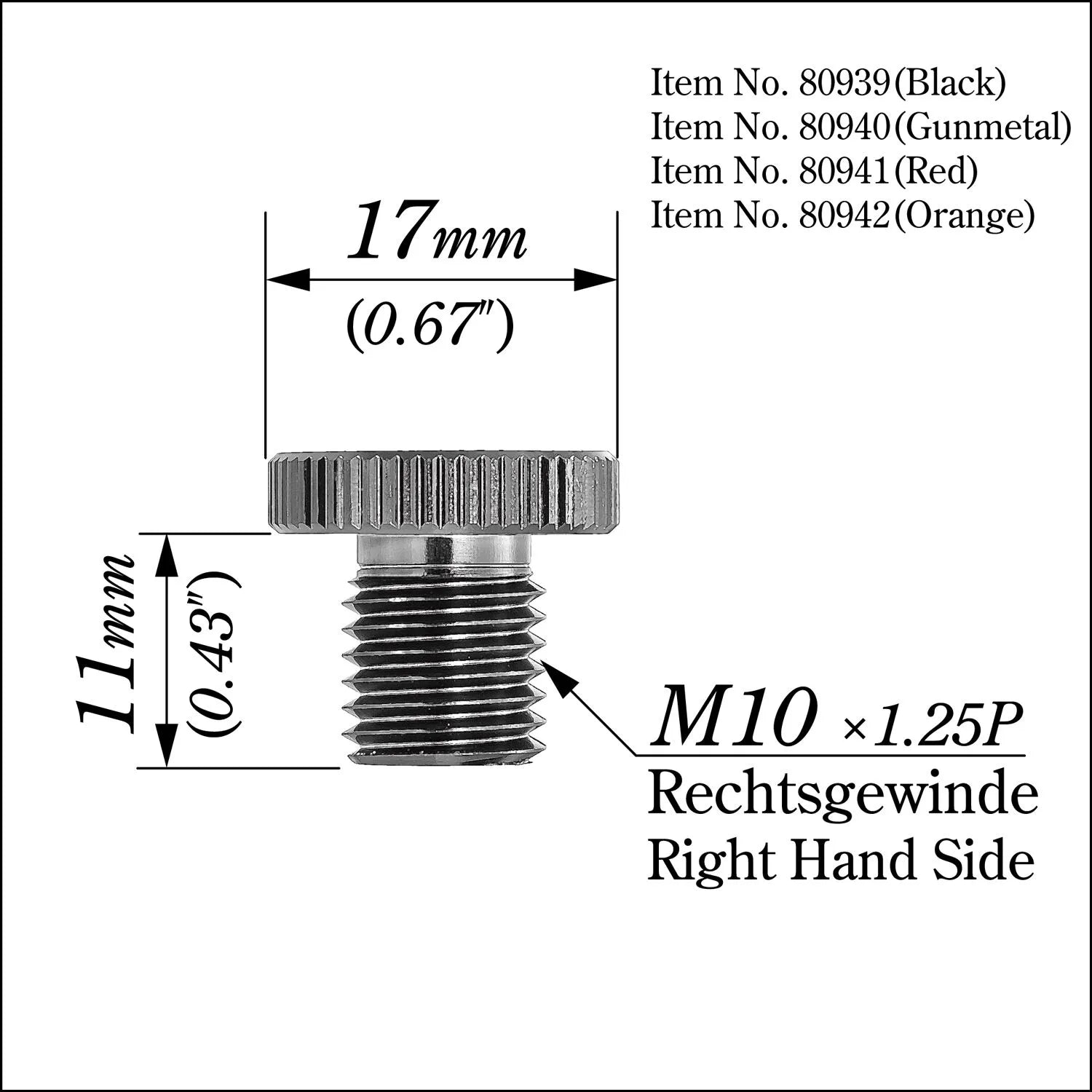 Daytona Mirror Plug Bolt M10 X 1.25 Red