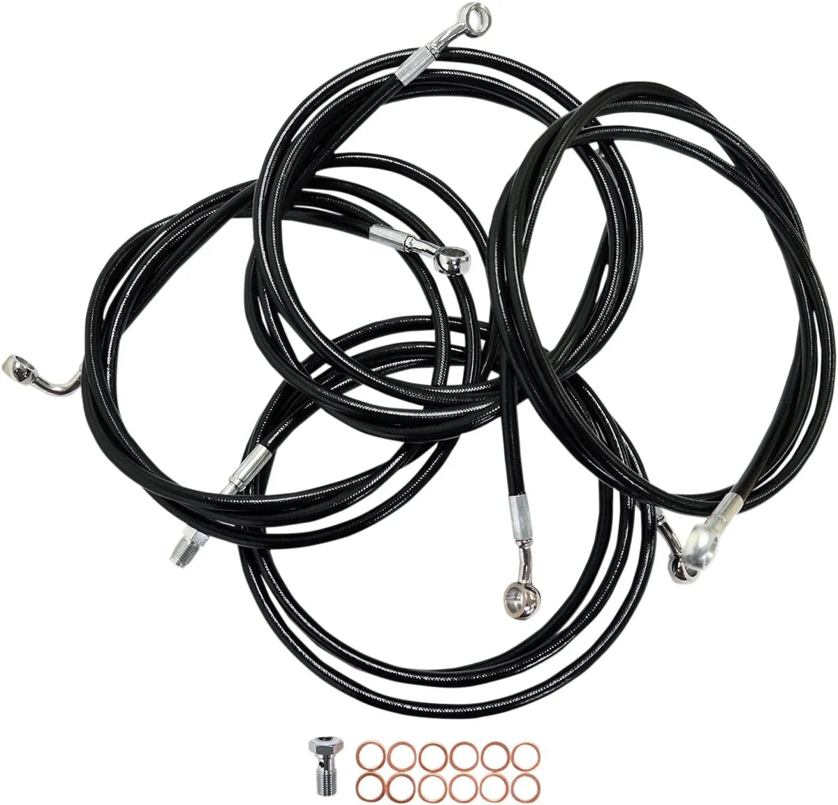 LA CHOPPERS Standard Black Vinyl Handlebar Cable/Brake Line Kit