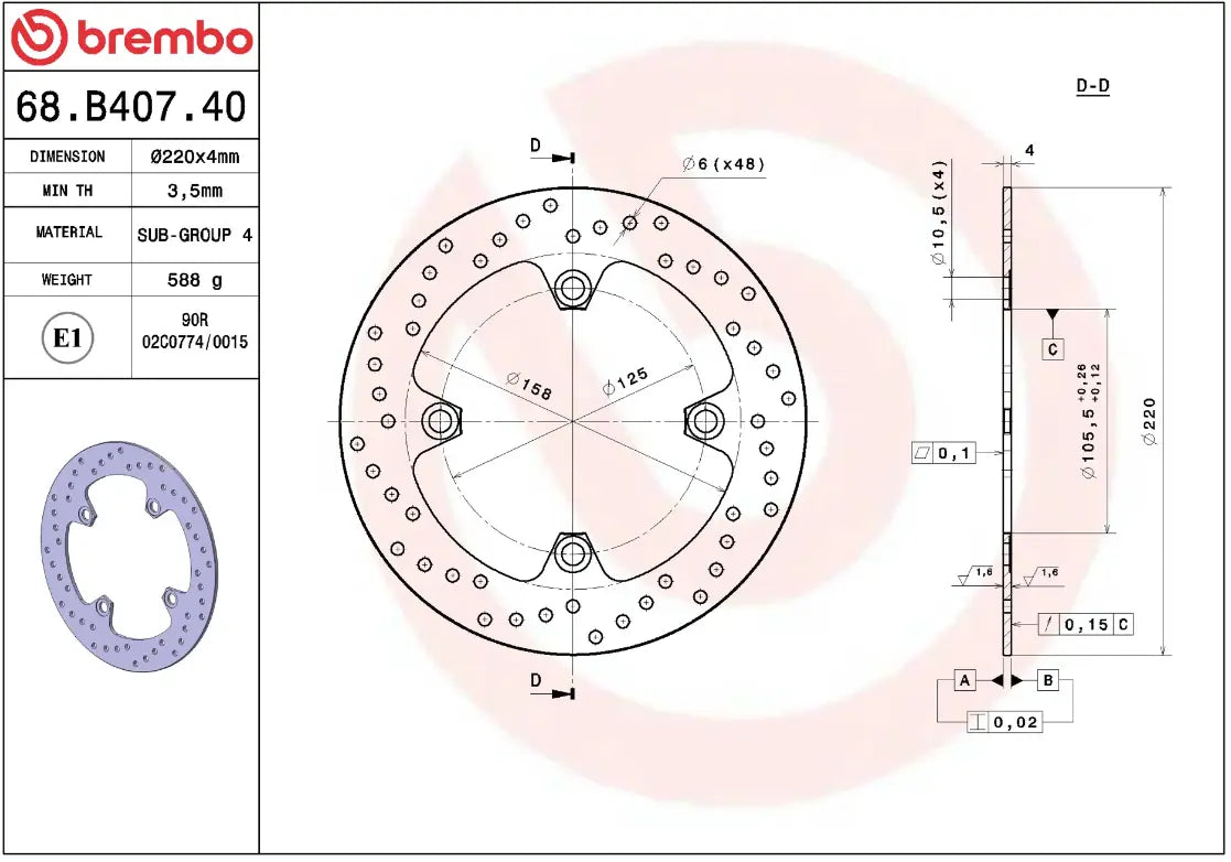 Brembo Serie Oro Fixed Brake Rotor Prime Line