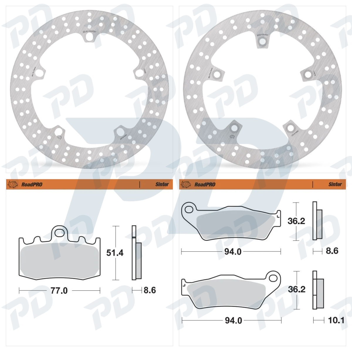MOTO-MASTER Sintered Brake Kit with Brake Discs & Brake Pads for BMW R 1200 GS 2004-2012