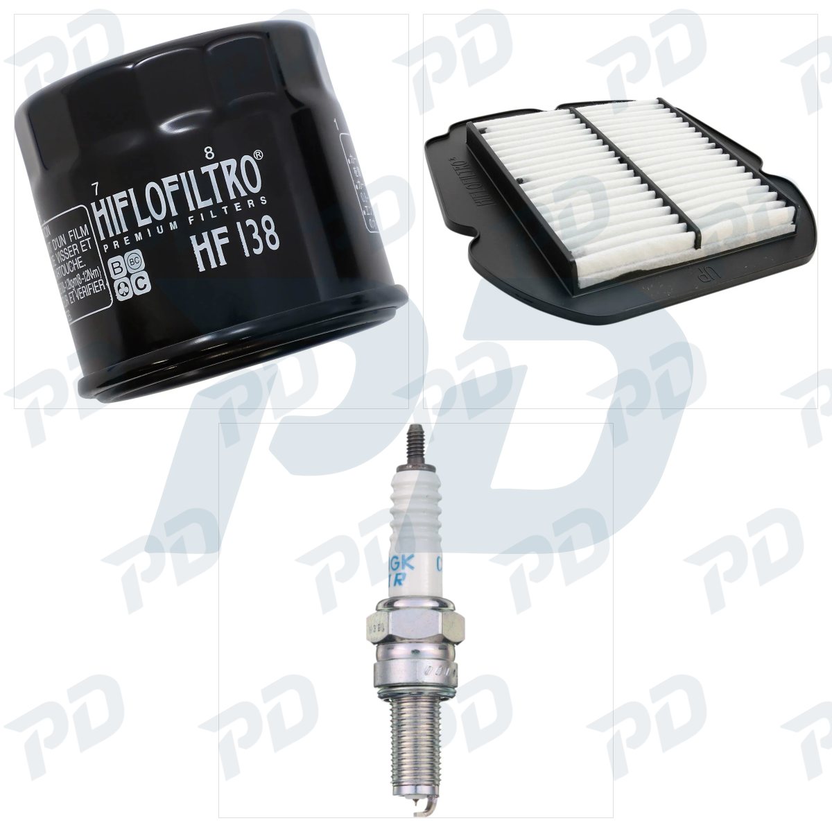 HIFLOFILTRO + NGK SPARK PLUGS Service Kit with Oil Filter, Air Filter & Spark Plugs for Suzuki SV 650 2021-2024