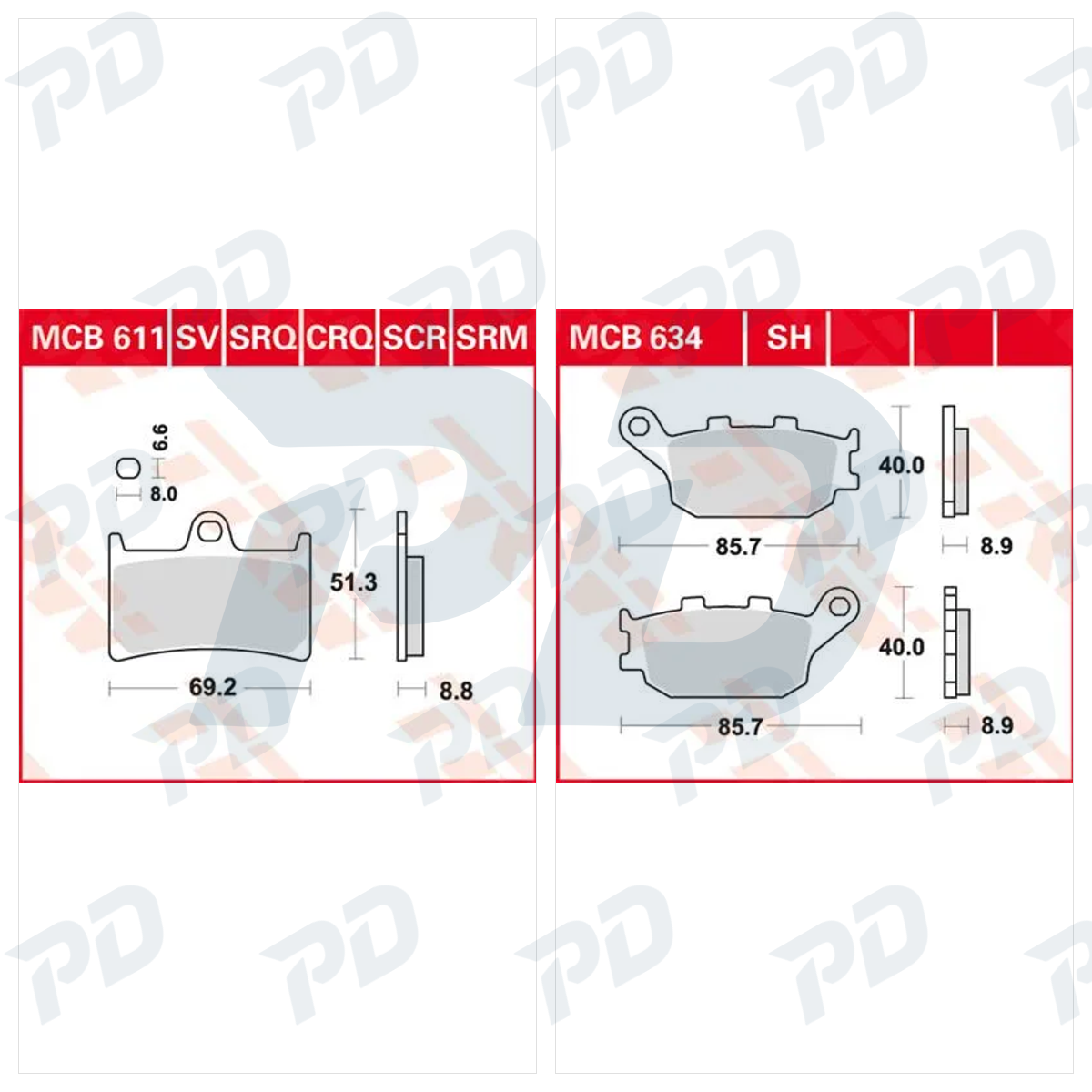 TRW Brake Pads Kit for Yamaha MT-07 2014-2022