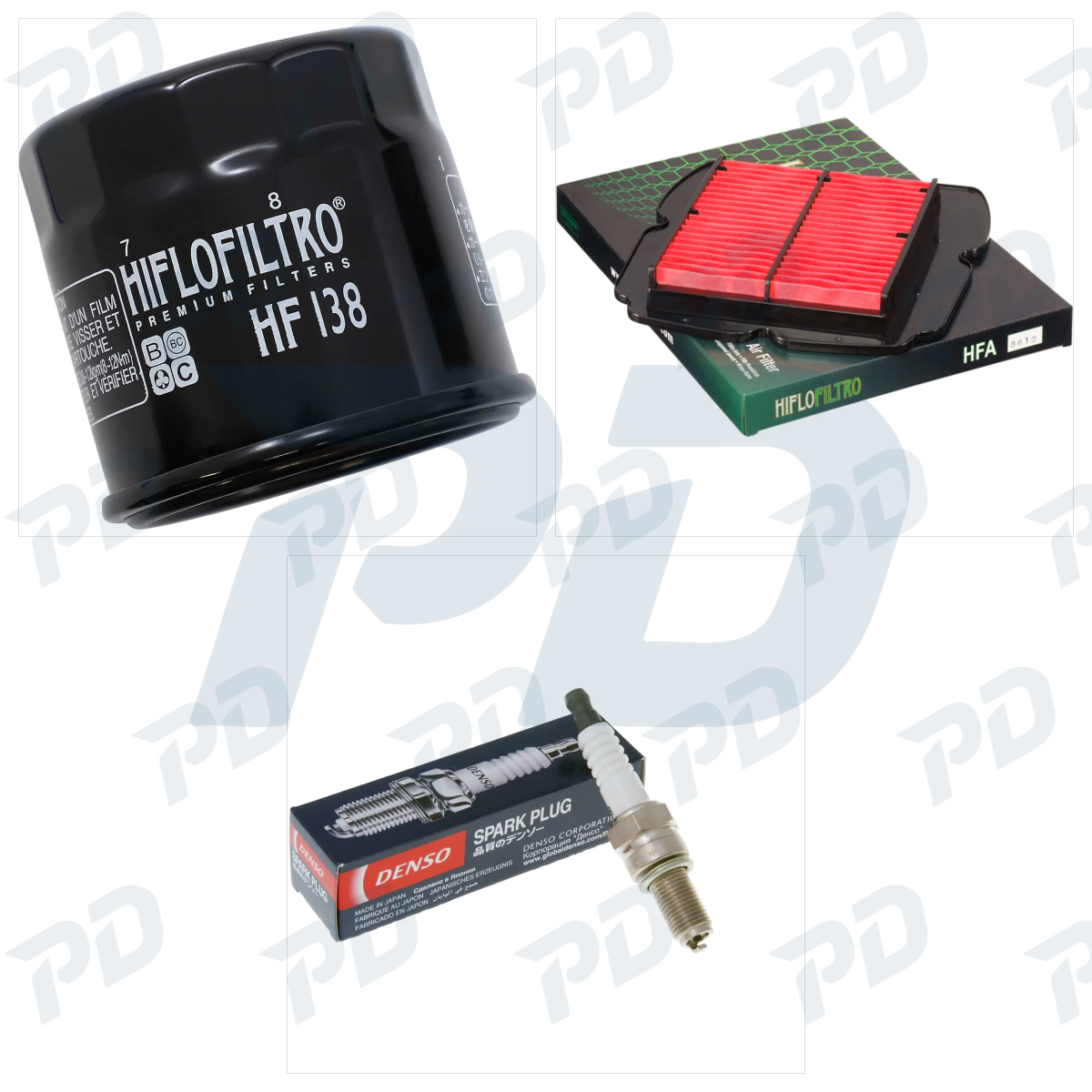 HIFLOFILTRO + DENSO Service Kit with Oil Filter, Air Filter & Spark Plugs for Suzuki SV 650 2002-2009