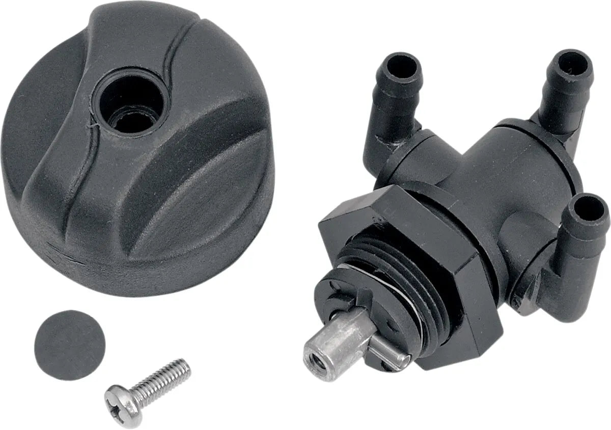 WSM Fuel Valve Black 6.4mm 1/4" Hose Barb