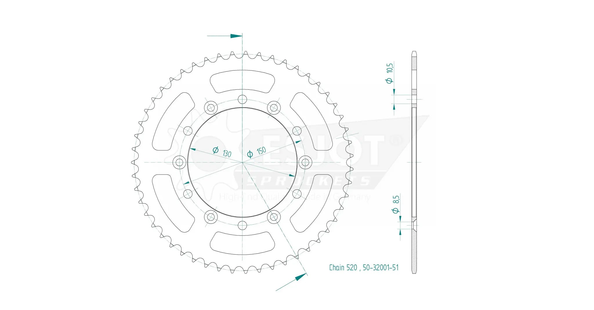 Esjot 520 Rear Sprocket - High-quality Steel
