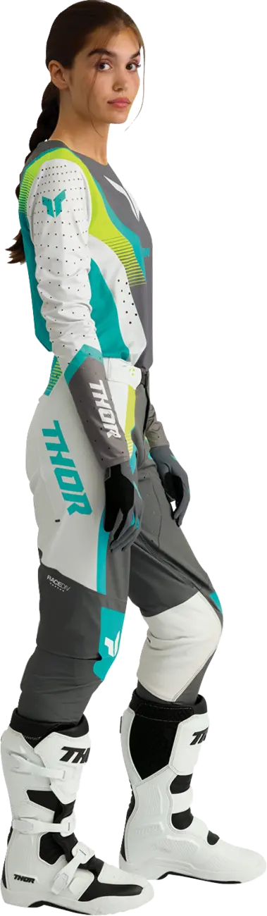 Thor Women's Sportmode Velocity Jersey - Gray/White/Aqua/Fluorescent Yellow