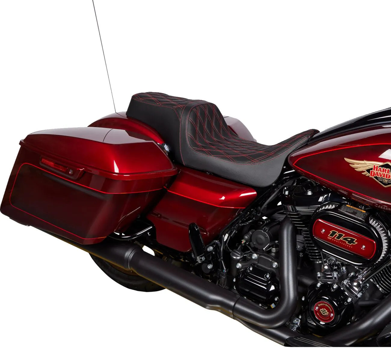 Drag Specialties Predator Seat - 1-up, Black/red - For Harley Davidson