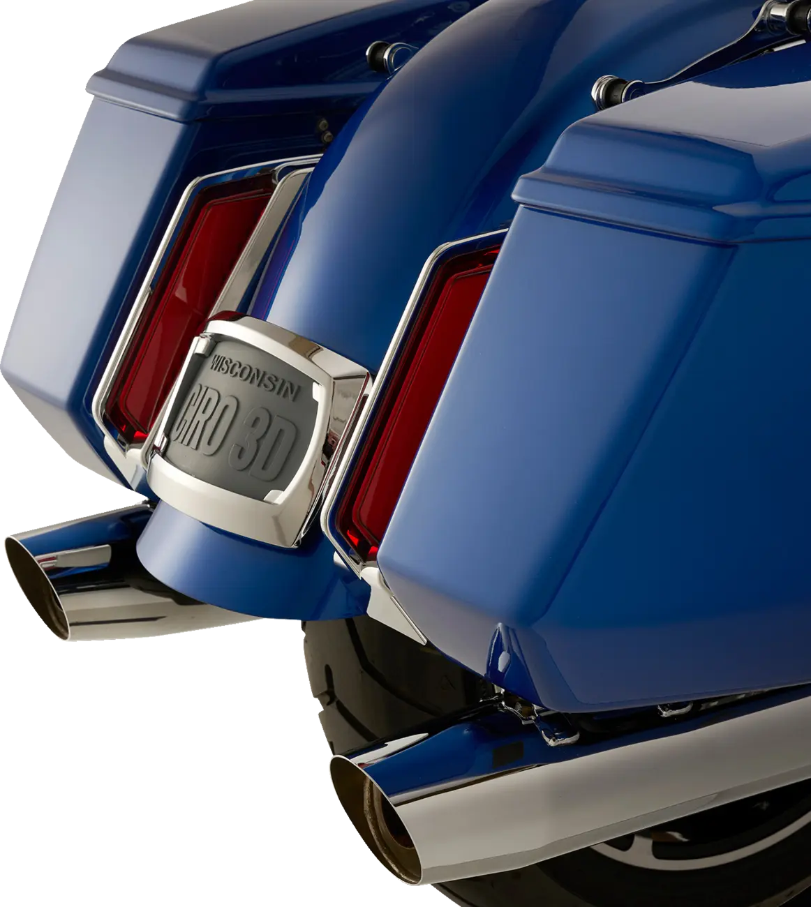 Ciro Filler Panel Tail Lights Red Lens Chrome for H-D Street