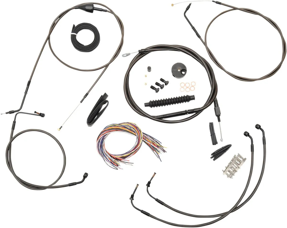 LA CHOPPERS Midnight Braided Cable/Brake Line Kit for 12"-14"