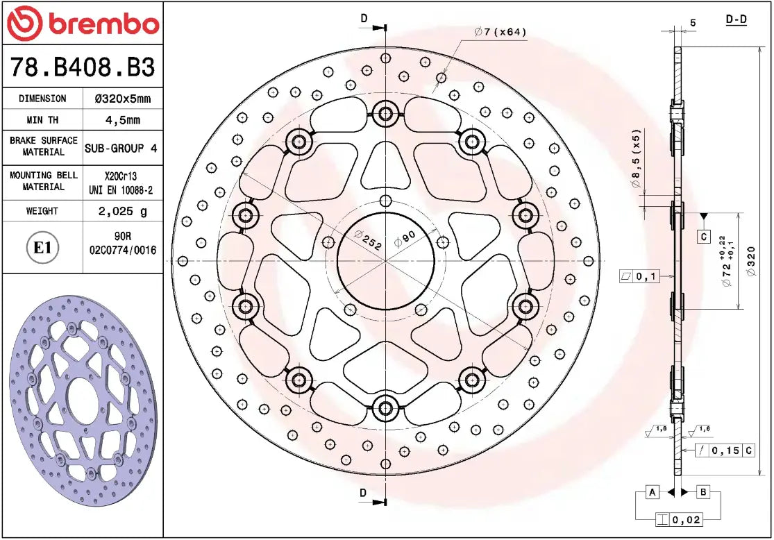 Brembo Serie Oro Brake Rotor Floating Prime Line - Front