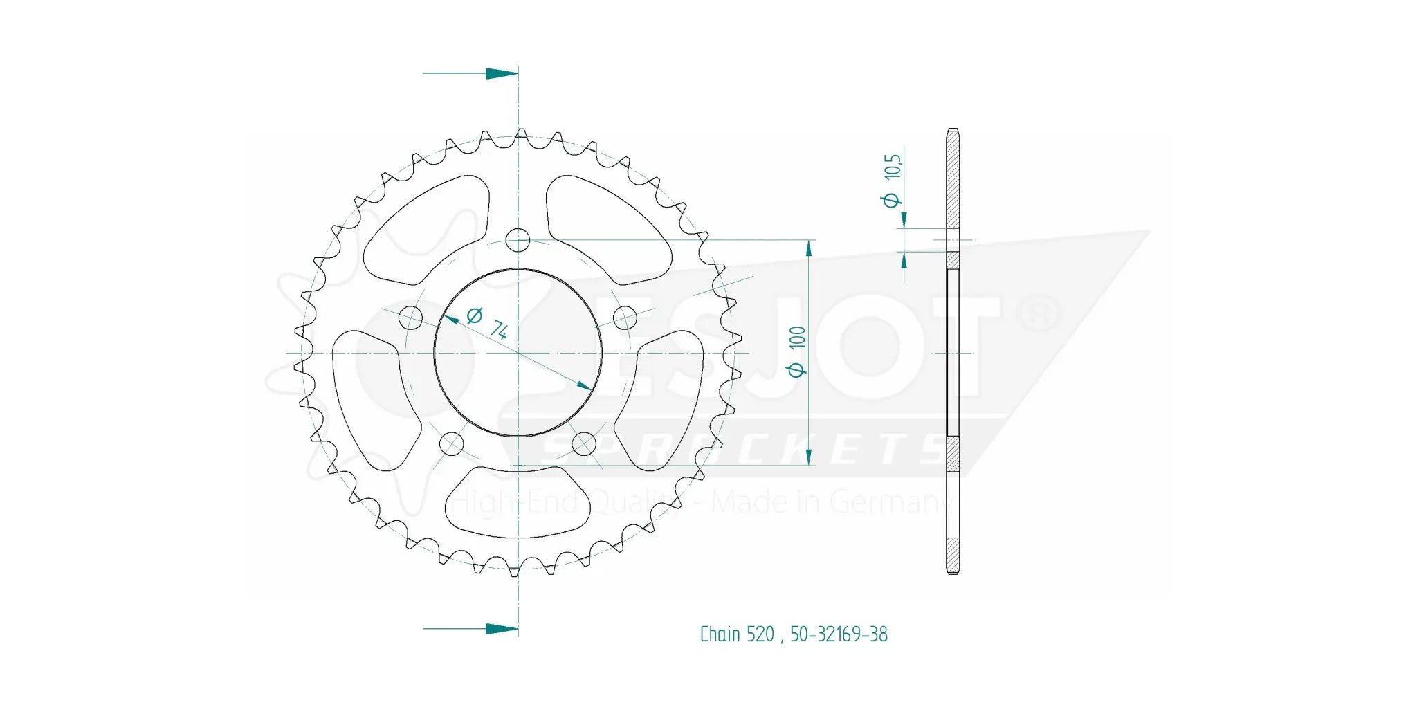 Esjot 520 Steel Rear Sprocket