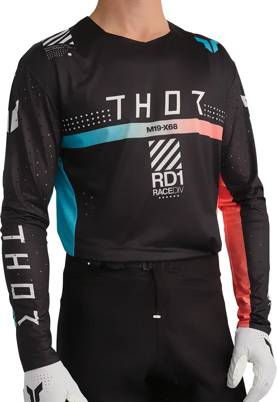 Thor Sportmode Synth Jersey - Black/White/Turquoise/Coral