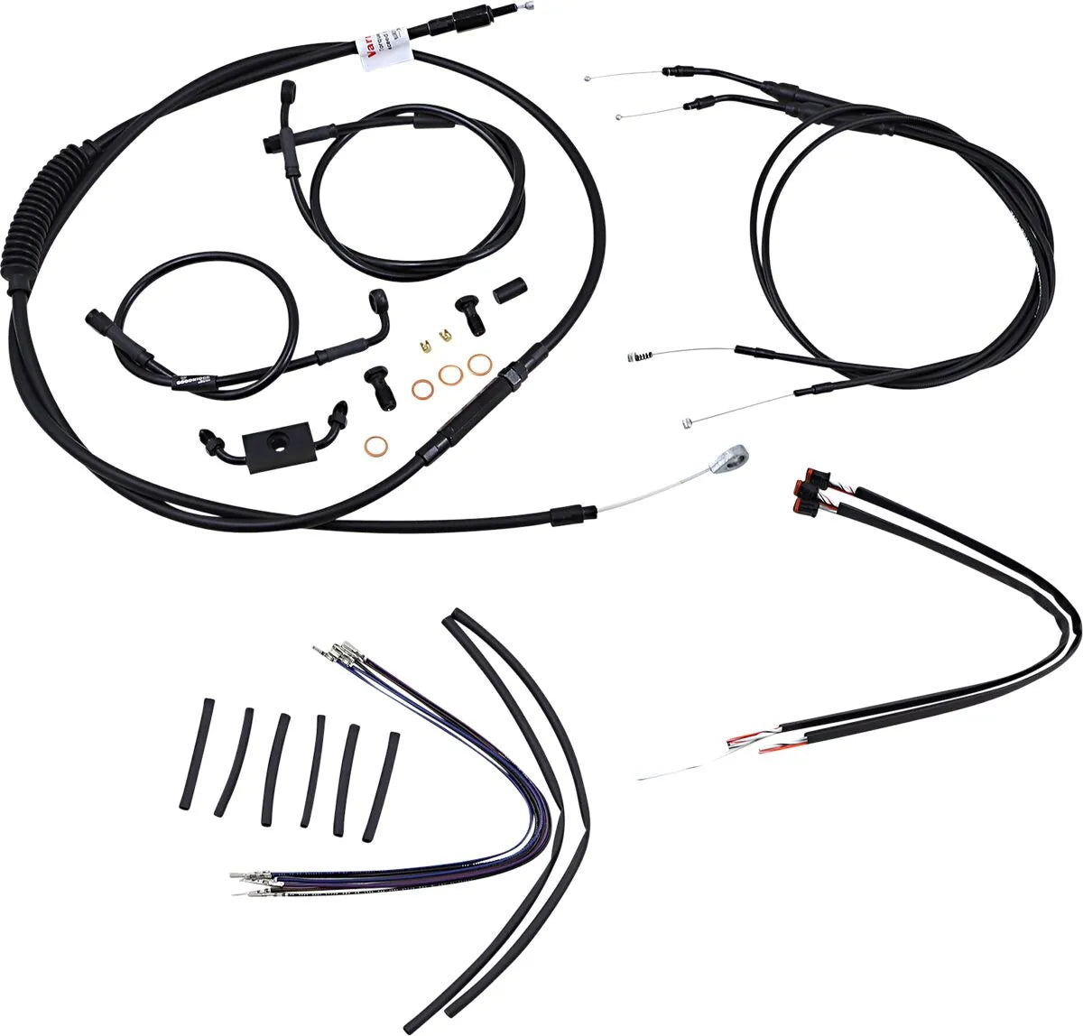 Burly Brand Black Vinyl Handlebar Cable/Line Kit for Ape Hangers