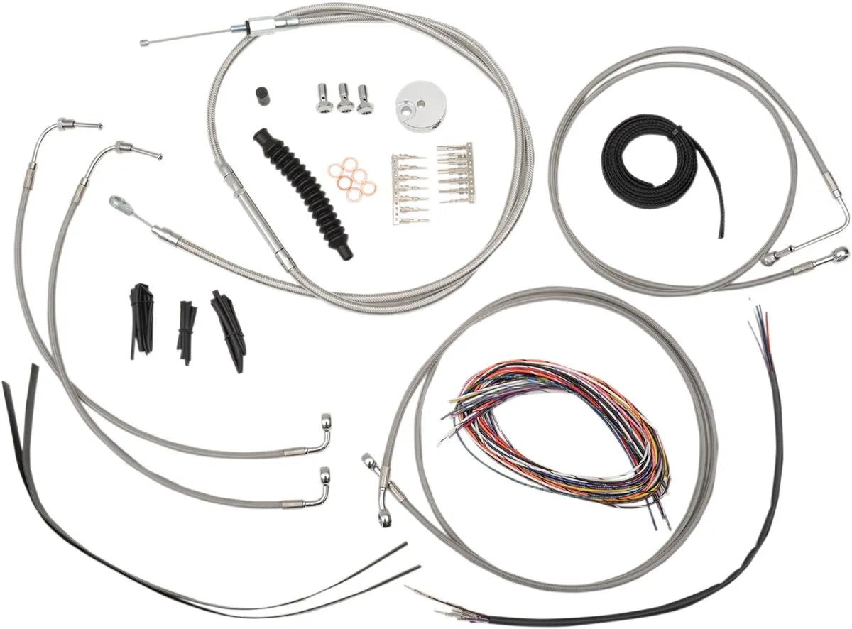LA CHOPPERS Complete Stainless Braided Cable Kit 18-20" Ape