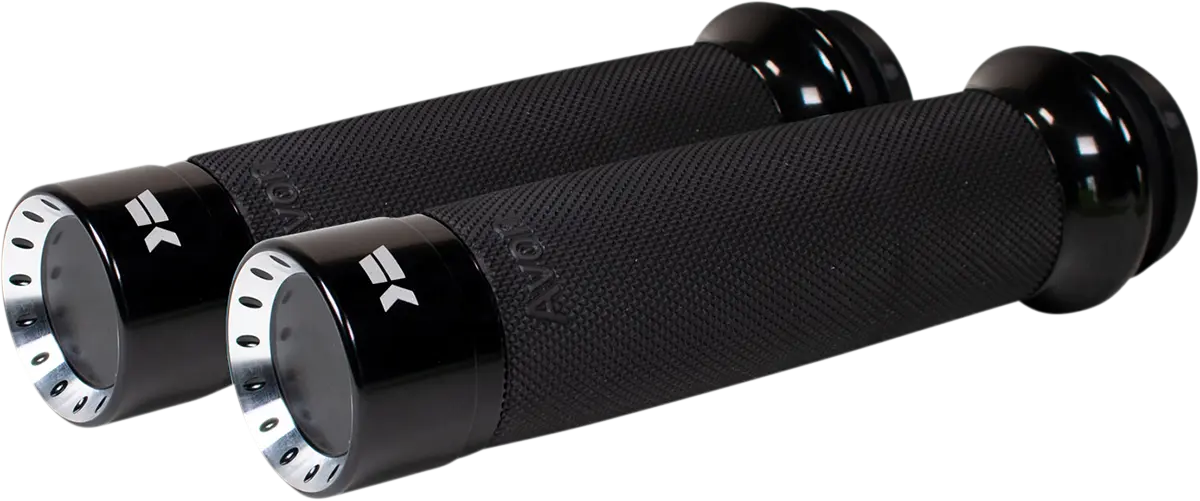 Khrome Werks Turbine Grips - Black Aluminum/rubber