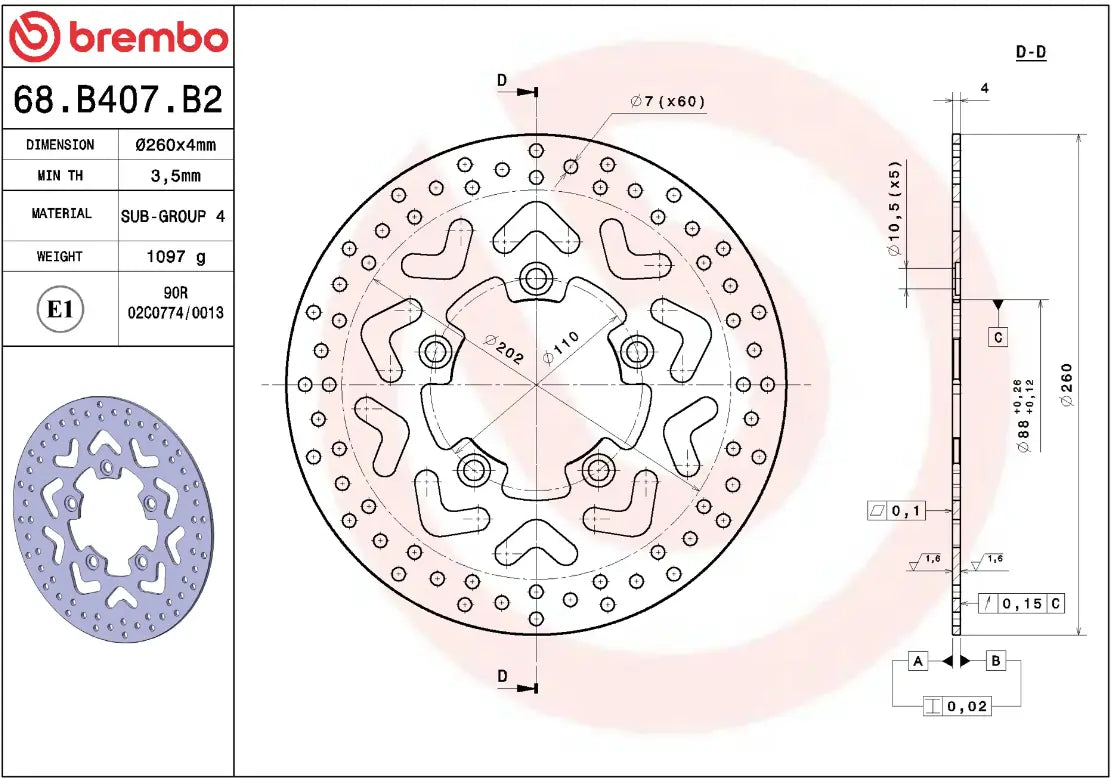 Brembo Serie Oro Brake Rotor Fixed Prime Line