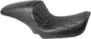 Le Pera Kickflip Seat - Black Vinyl, 2-up - For Harley Davidson