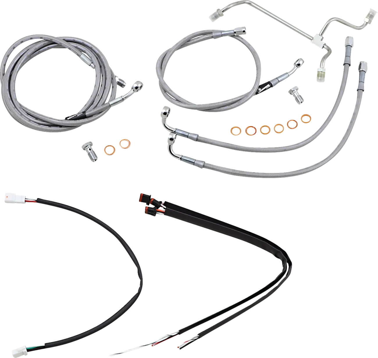 BURLY BRAND Stainless Braided Handlebar Cable Kit for Ape Hangers