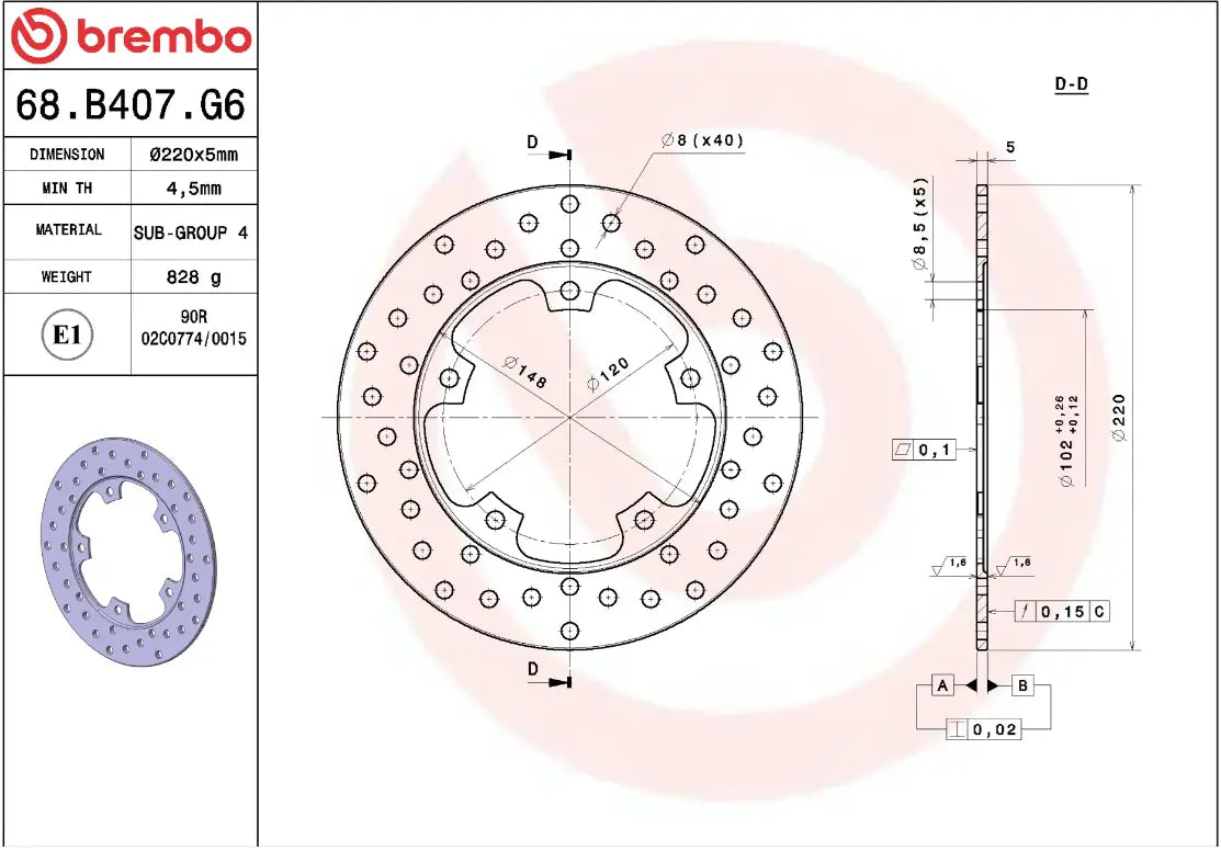 Brembo Serie Oro Prime Line Fixed Brake Rotor