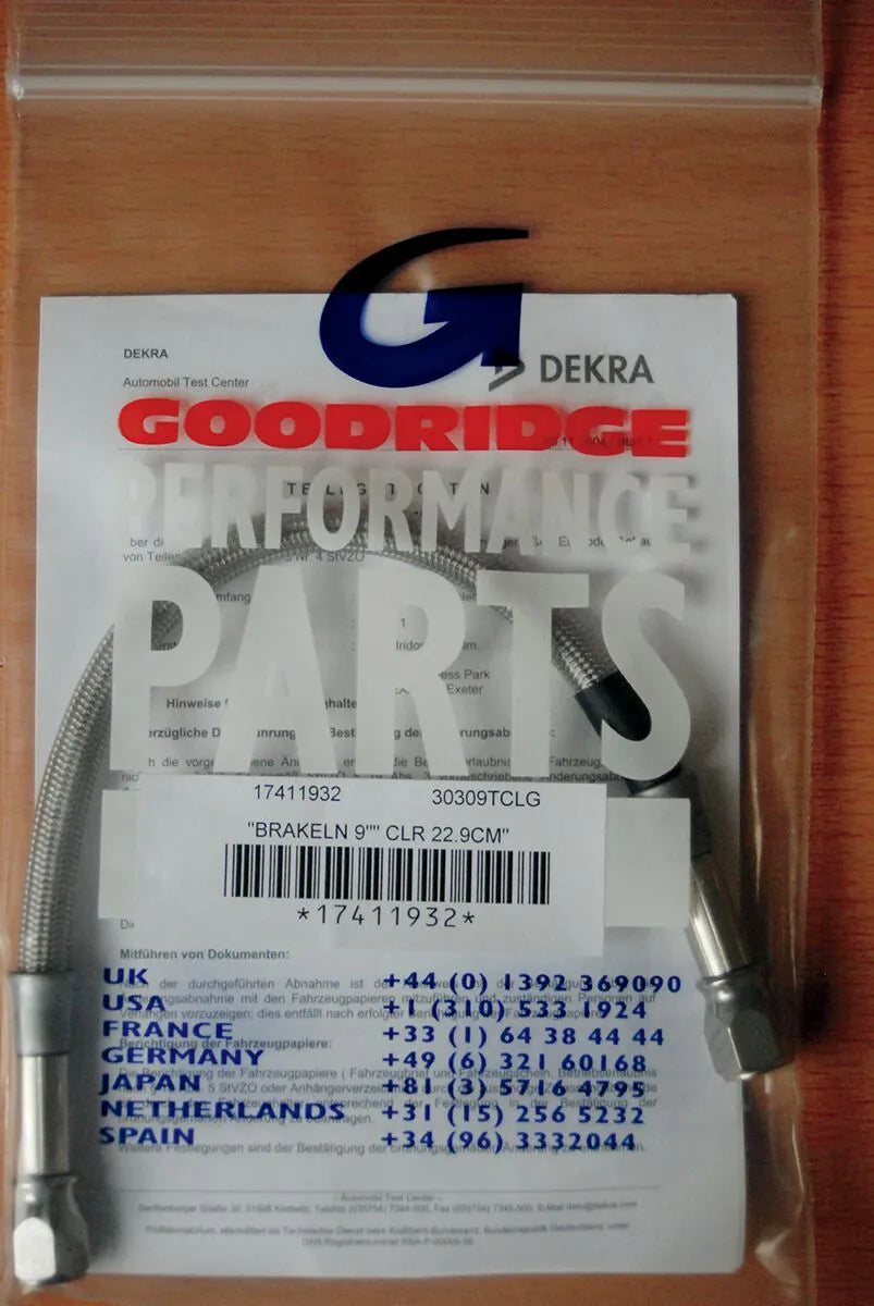 Goodridge Universal Brake Lines - Clear Coated, 9"