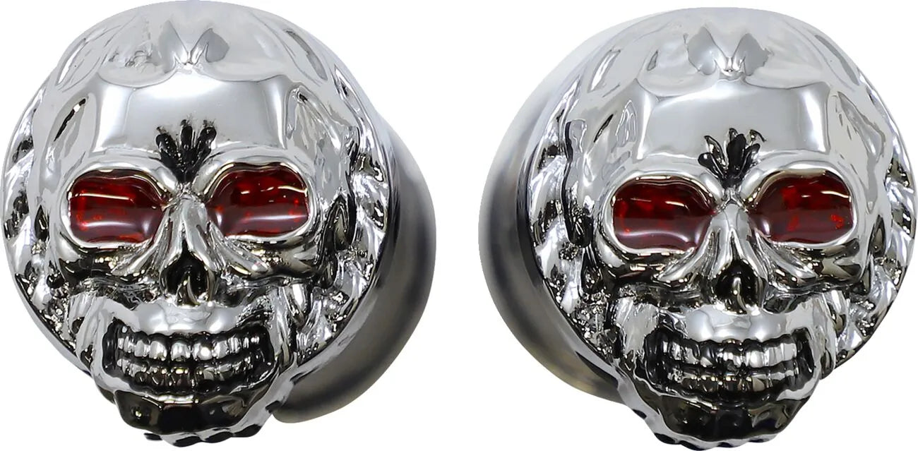 Drag Specialties Skull Grips - Black Leather